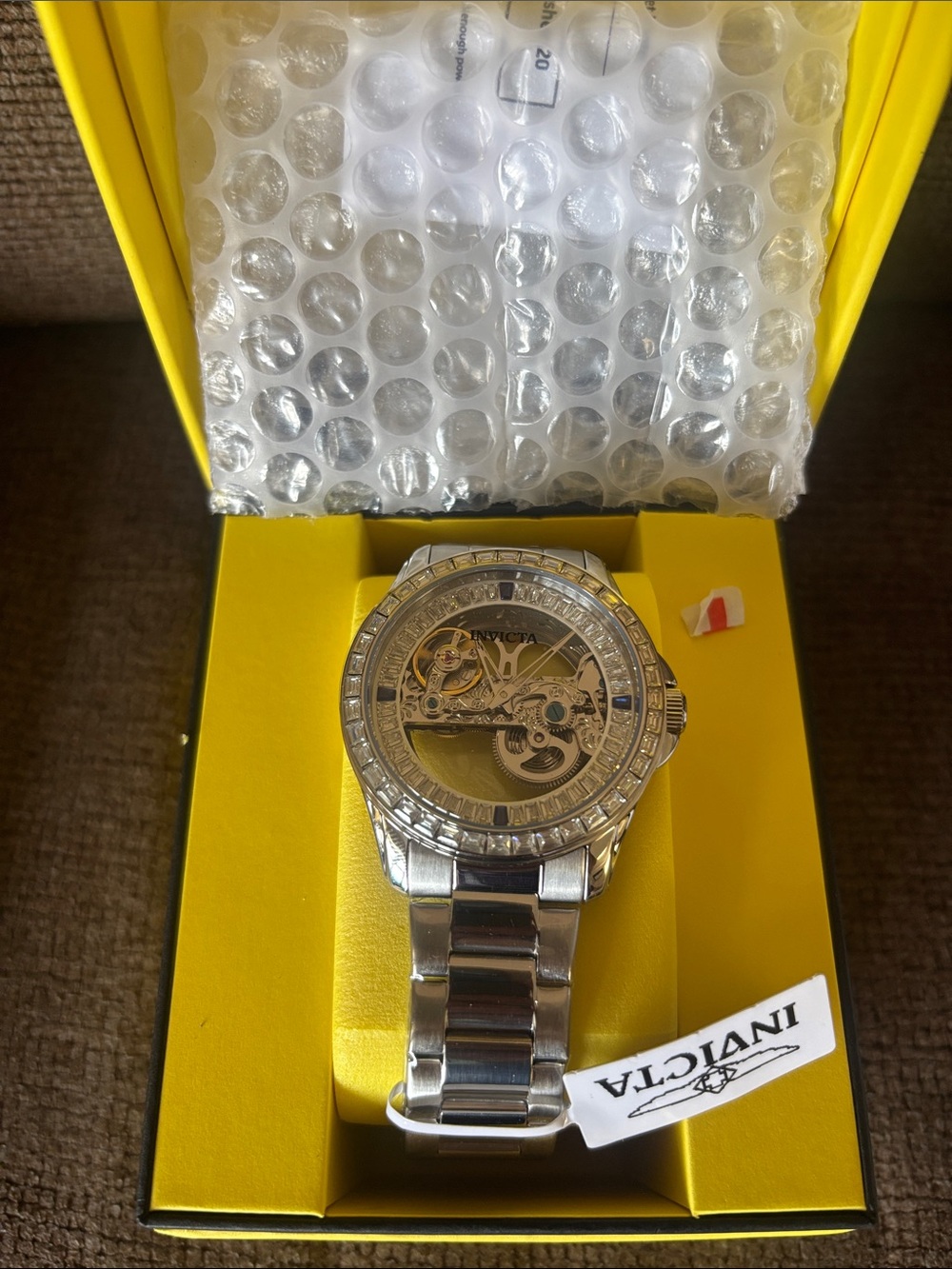 Invicta Silver Skeleton Dial Automatic Men's Watch with Stainless Bracelet